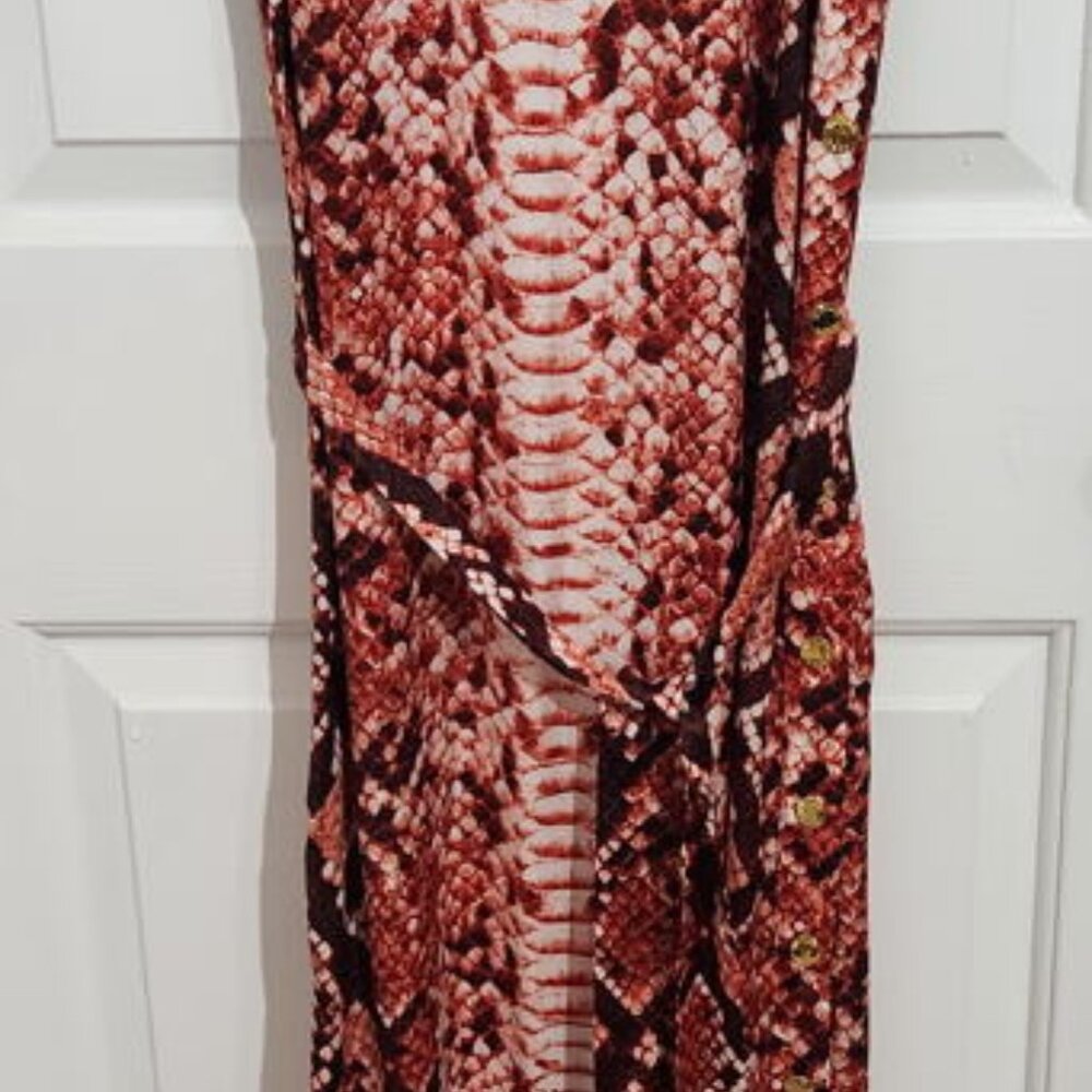 Michael Kors Long Snakeskin Maxi Dress Red XXS